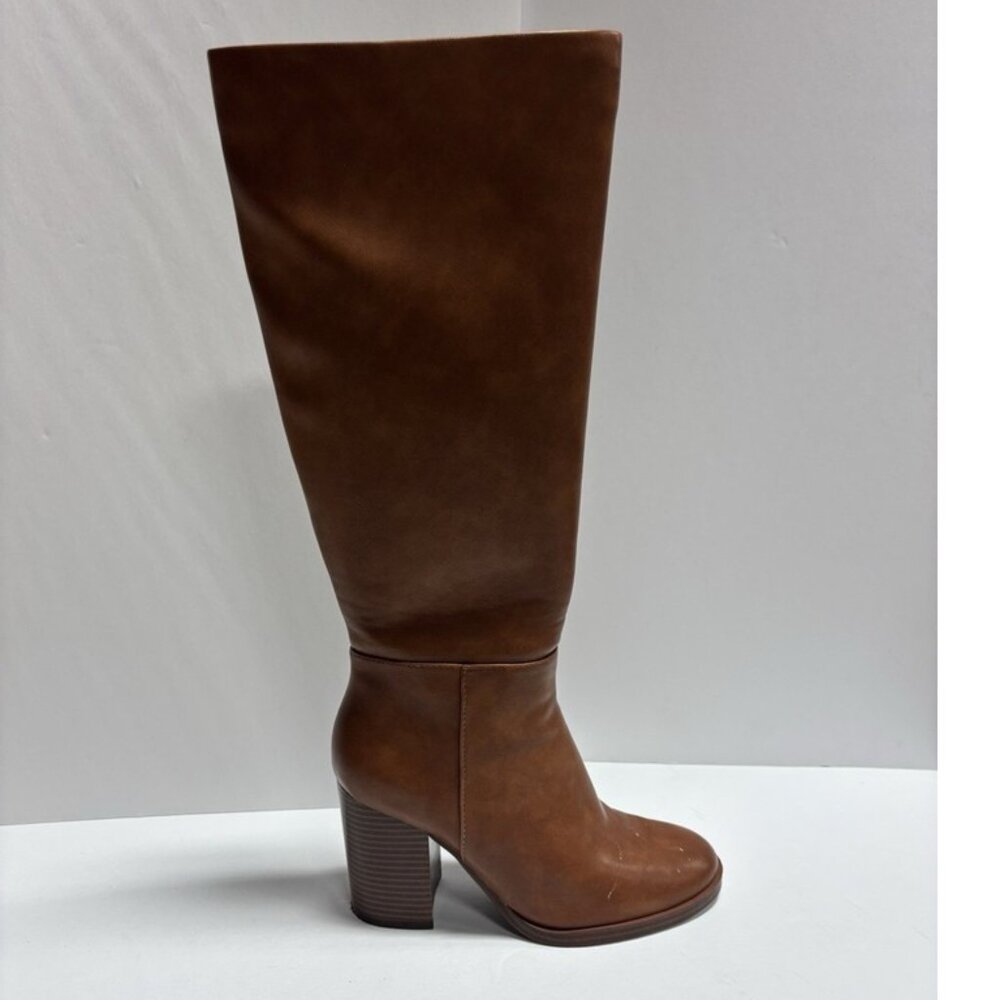 Unisa Brown Knee-High Leather Heeled Boots